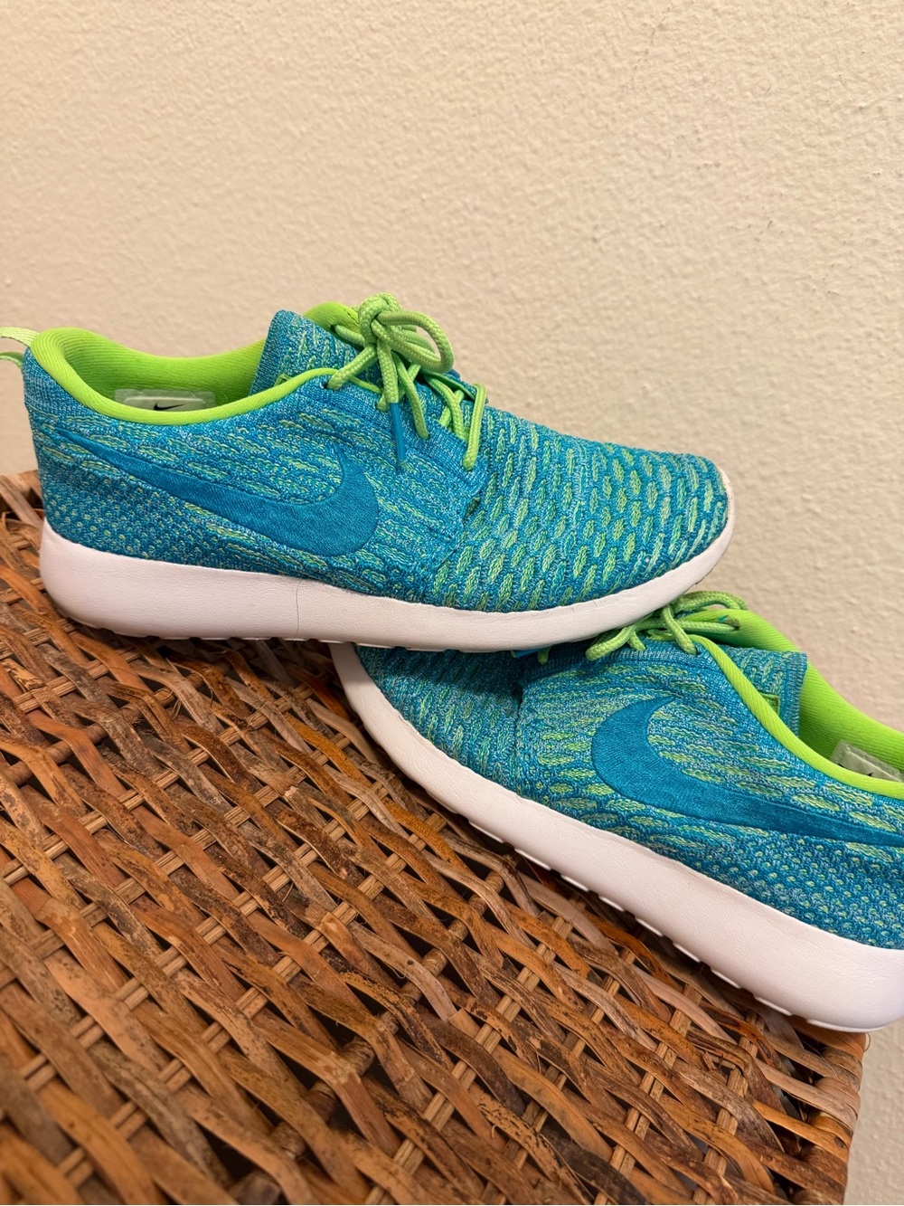 Nike Turquoise & Lime Fly Knit Sneakers